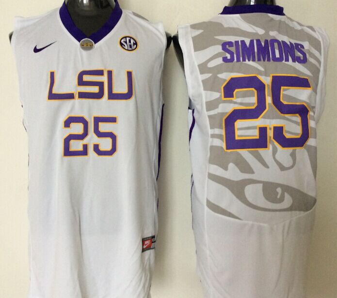 Men's LSU Tigers Ben Simmons #25 White Jersey